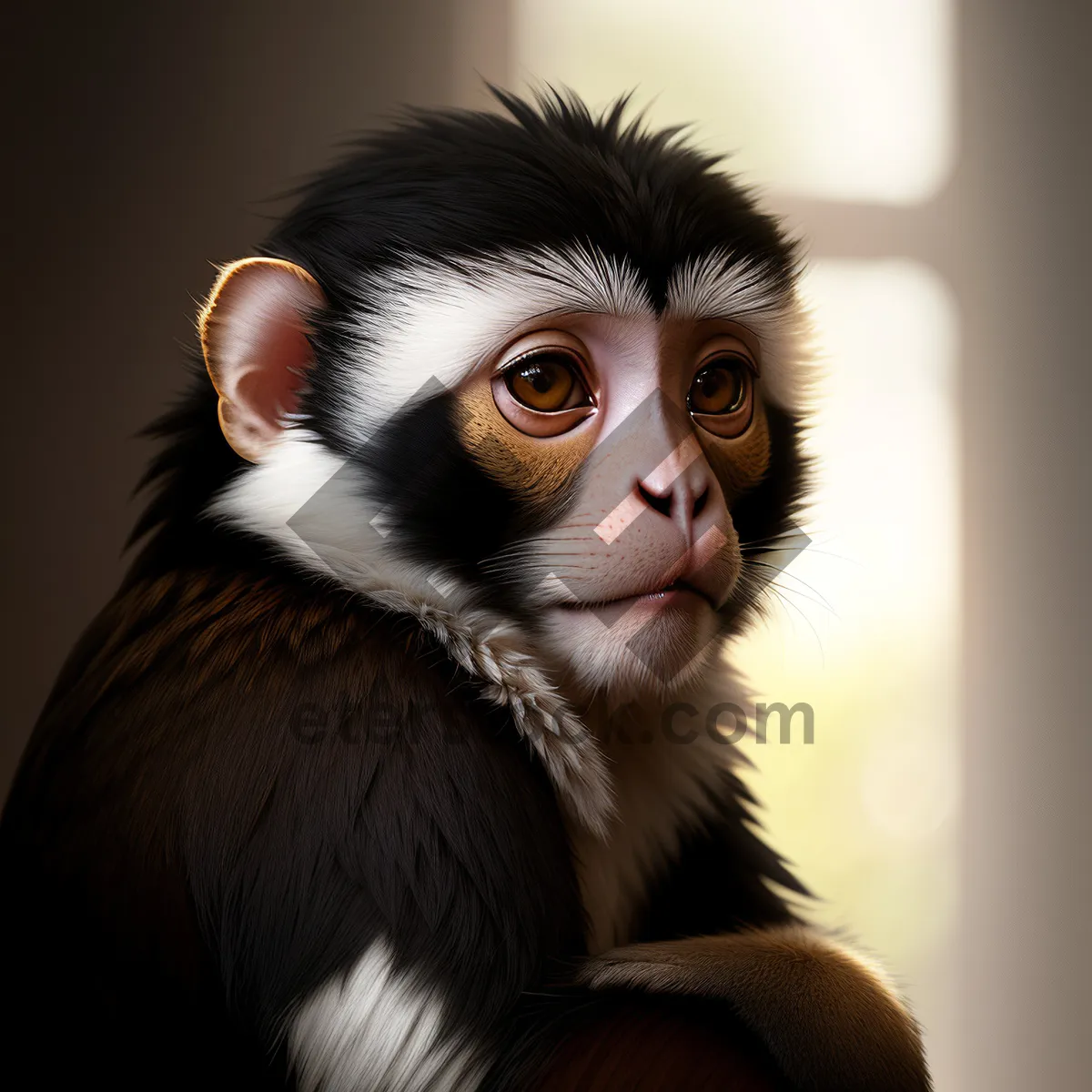 Picture of Adorable Primate Portrait with Expressive Eyes.