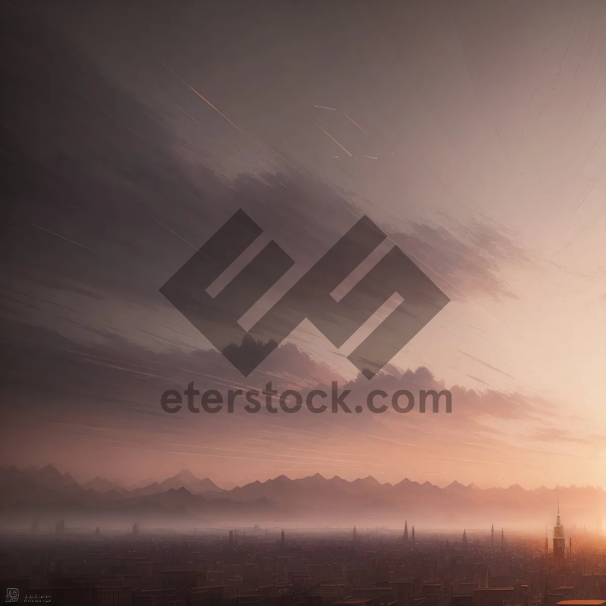Picture of Vibrant Sunset Sky with Colorful Clouds and Sun