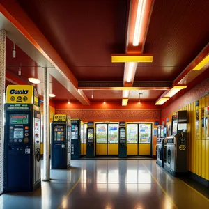 Movable Turnstile Gate in Office Corridor