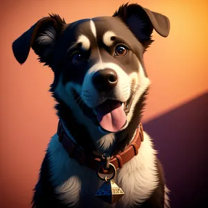 Cute Border Collie Puppy: Studio Portrait of Purebred Canine.