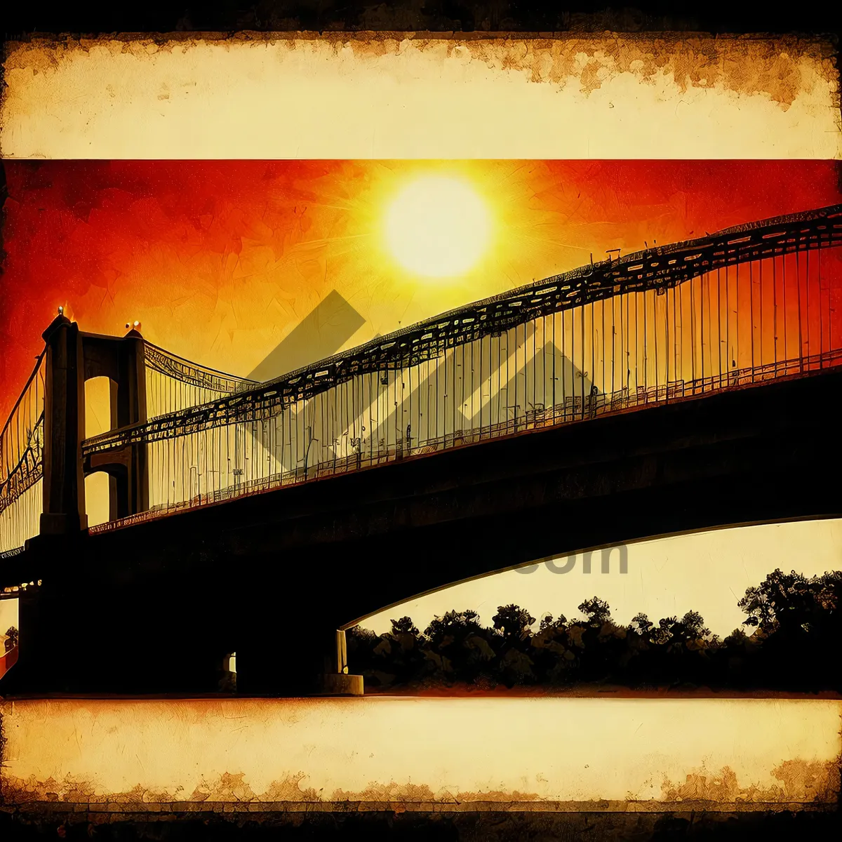 Picture of Golden Gate Bridge at Sunset Overlooking San Francisco Bay