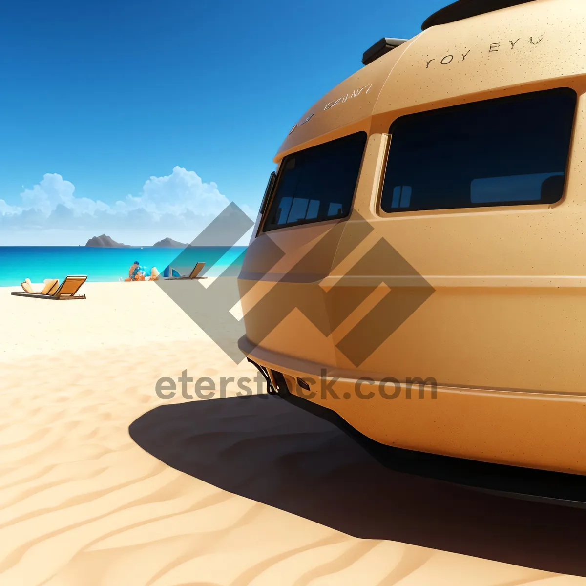 Picture of Serenity on Ocean: Tranquil Vehicle by the Sea