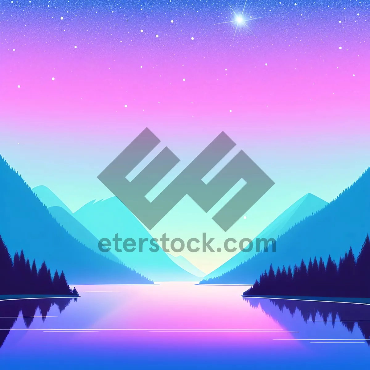 Picture of Snowy Starry Night: Winter Celebration with Bright Stars