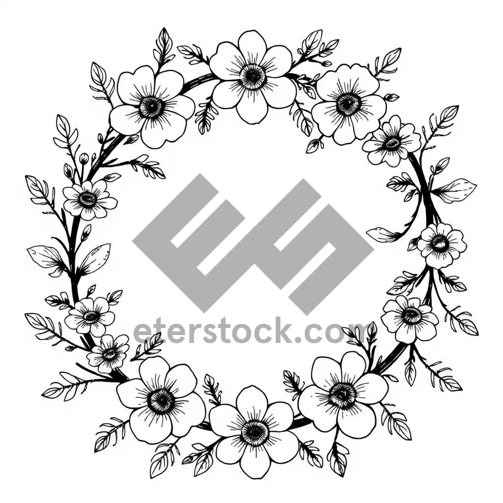 Picture of Vintage floral ornament border with swirls and curves.
