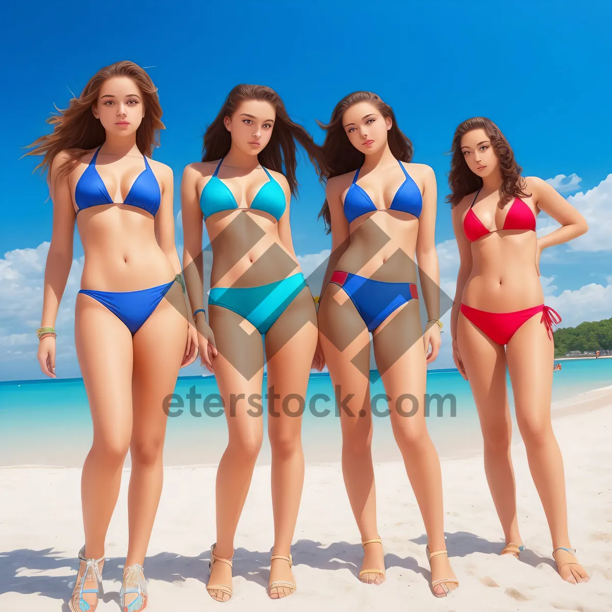 Picture of Stunning summer vacation beachwear on gorgeous model.