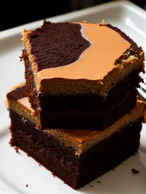 Delicious Cream Cake Slice with Chocolate Sauce