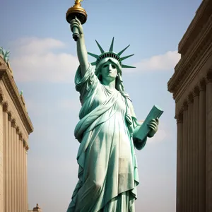 Iconic Skyline: Majestic Liberty Monument in Historic City