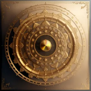 Arabesque Shield: Retro Graphic Gong Art