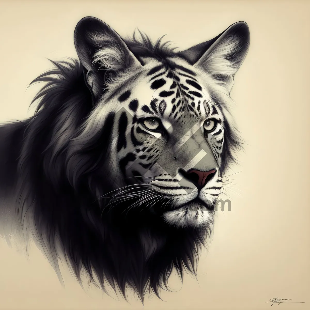 Picture of Striped Jungle Feline: Black and White Zebra Tiger