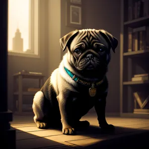 Adorable Wrinkly Pug in Studio Portrait