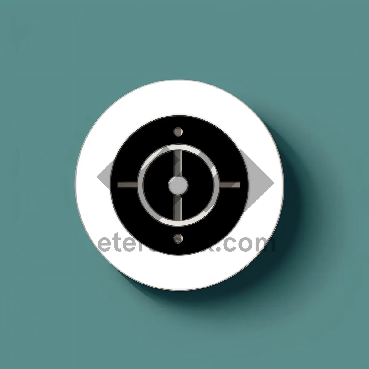 Picture of Modern Black Circle Button Icon with Shiny Metallic Design