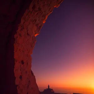 Majestic Desert Canyon at Sunset: Nature's Artwork in Sandstone