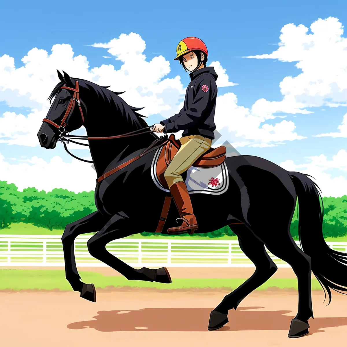 Picture of Thrilling Equestrian Silhouette - Trained Black Thoroughbred