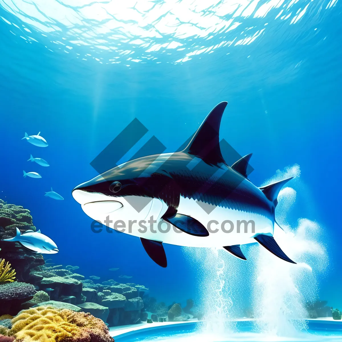 Picture of Tropical Hammerhead in Underwater Coral Reef