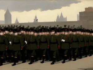 Businessmen in uniforms covering consumer goods as a team