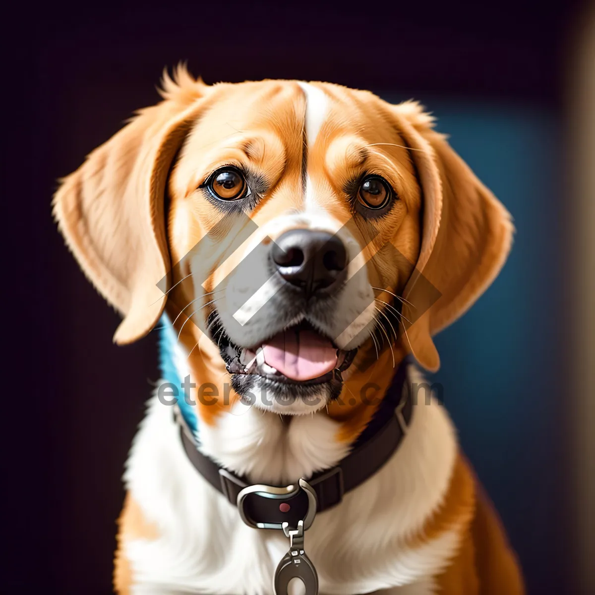 Picture of Adorable brown puppy sitting with collar"
-"Purebred retriever pup with cute brown nose"
-"Cute studio portrait of purebred beagle puppy"
-"Domestic canine friend with adorable puppy eyes"
-"Purebred puppy with pedigree, looking cute and innocent