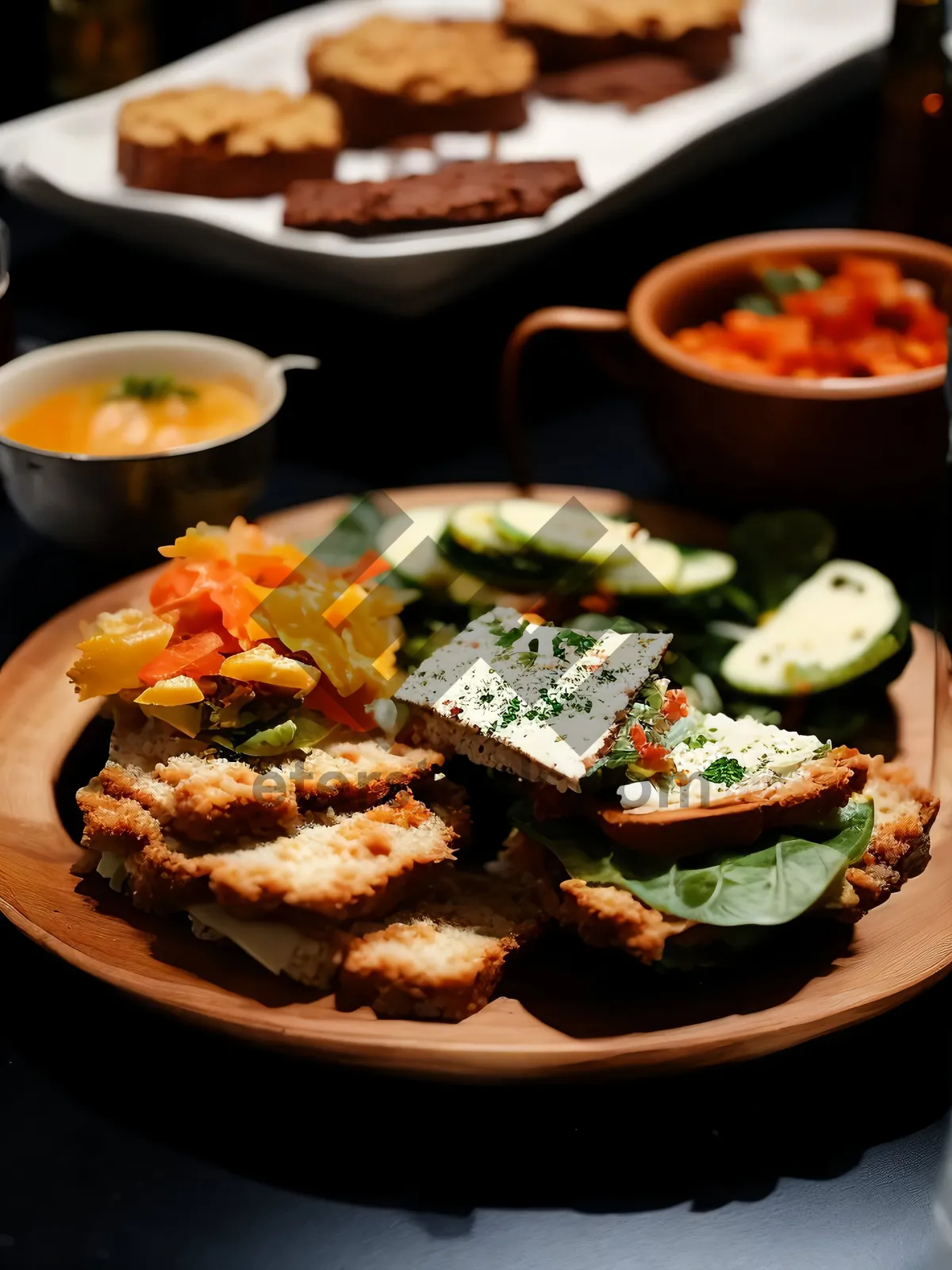 Picture of Delicious Gourmet Meal with Grilled Chicken and Fresh Vegetables