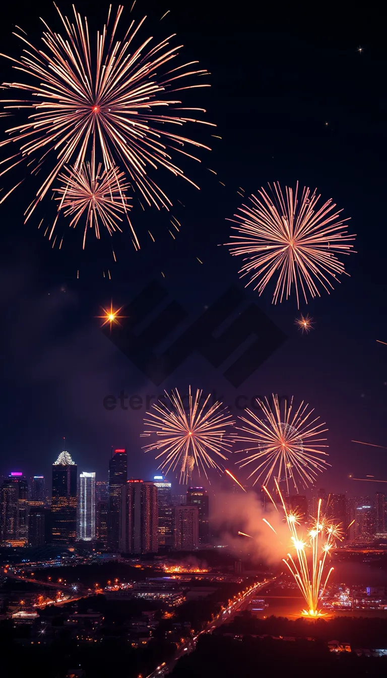 Picture of Colorful Firework Display in the Night Sky