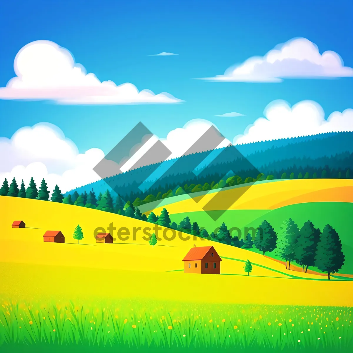 Picture of Sunny Skies Over Vibrant Meadow