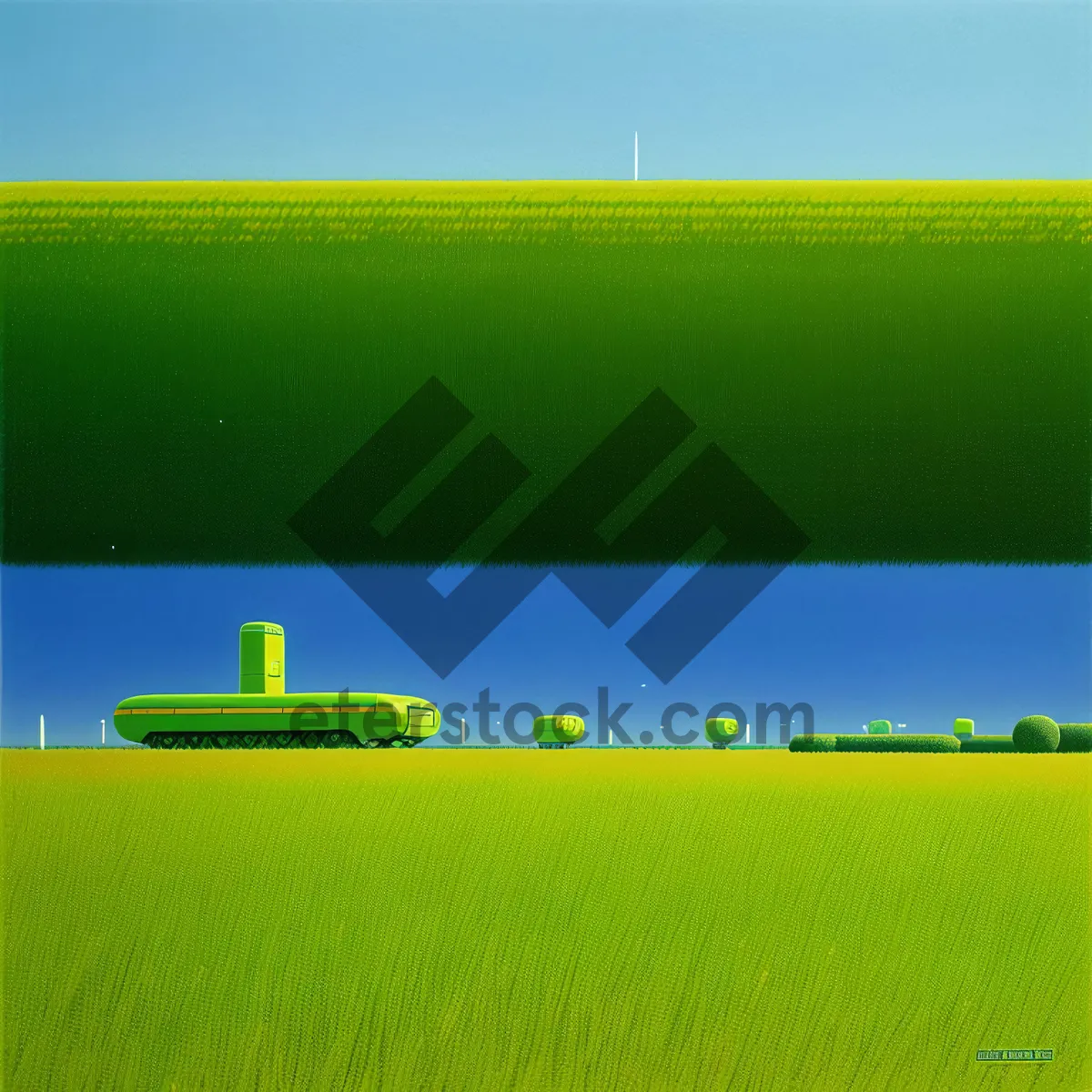Picture of Serene Wheat Field under Blue Sky in Rural Landscape