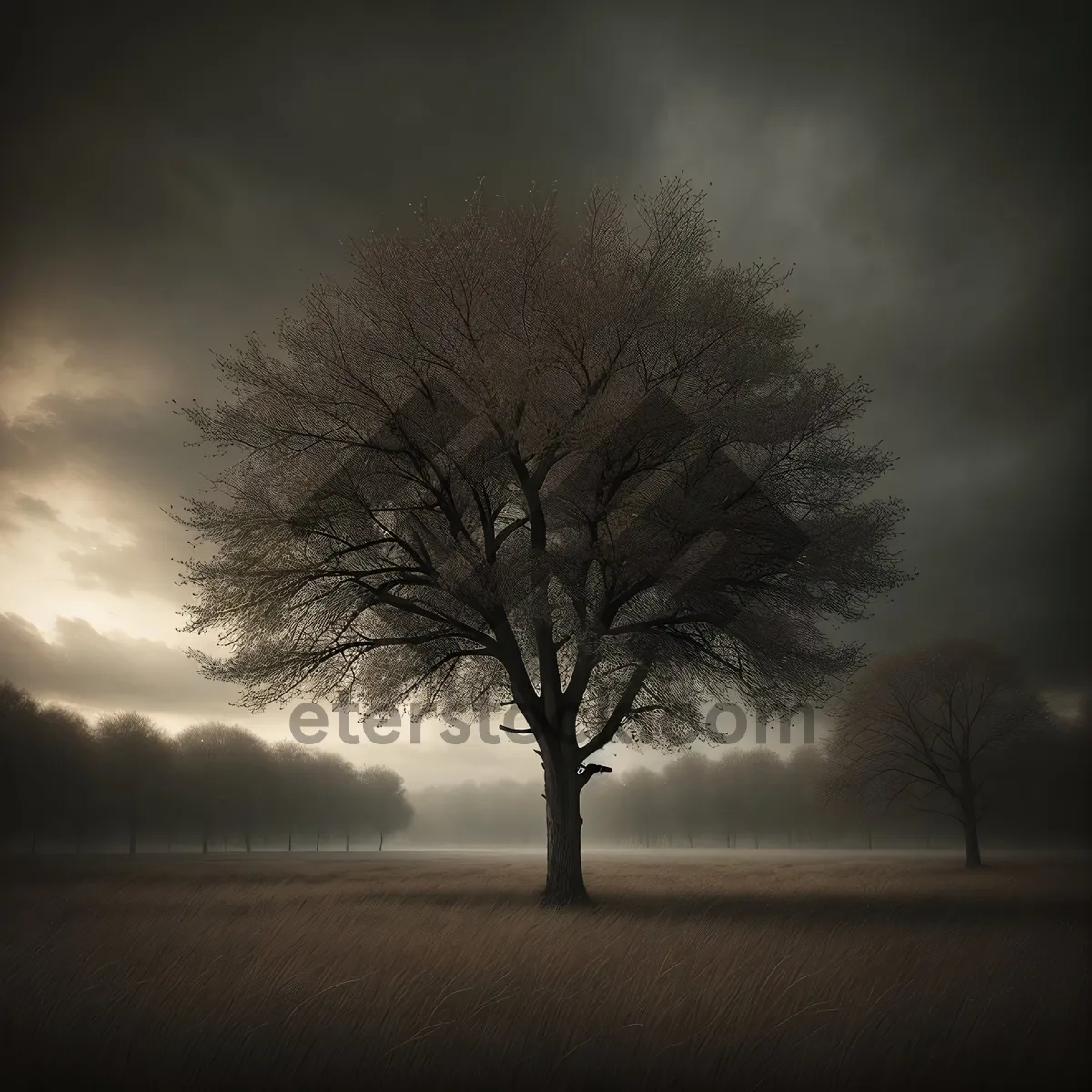 Picture of Serene Sunset over Countryside Landscape
