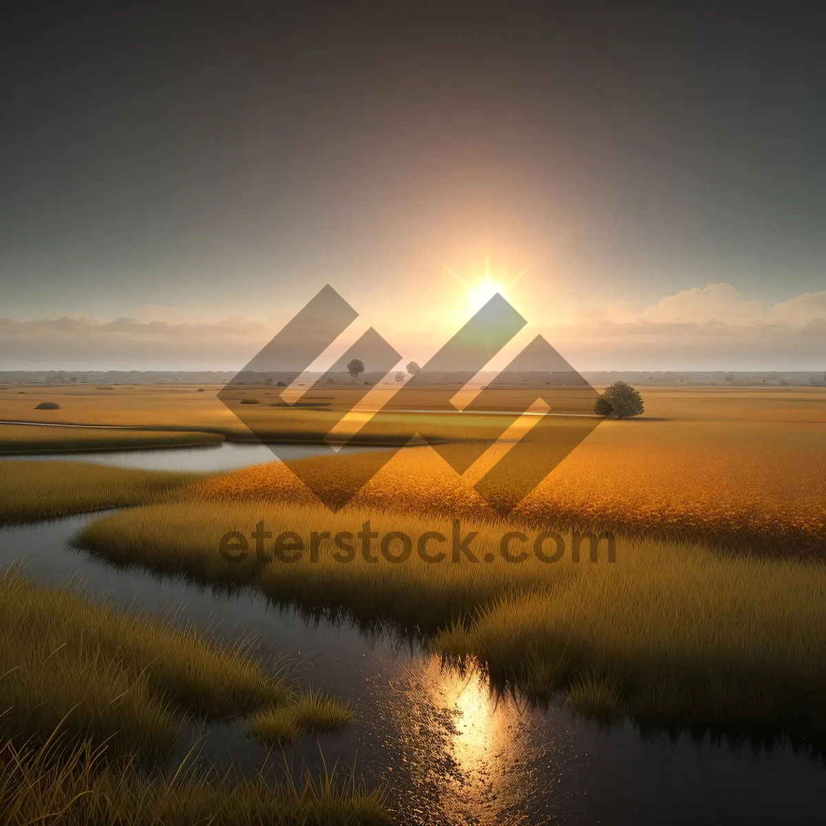 Picture of Golden Sunset over the Tropical Ocean