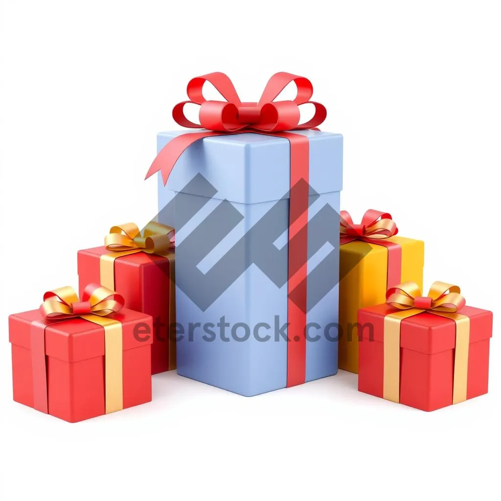 Picture of Gift Box with 3D Ribbon and Holly Decoration