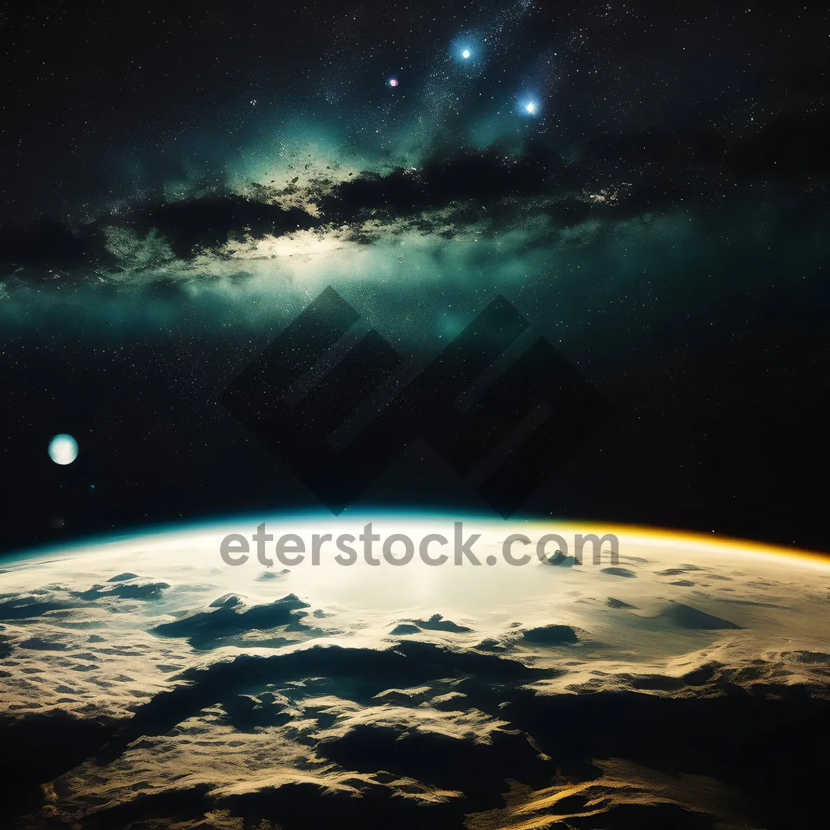 Picture of Dark celestial body in outer space with stars