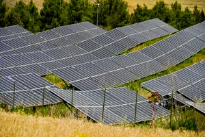 Modern solar energy generator panel in business district