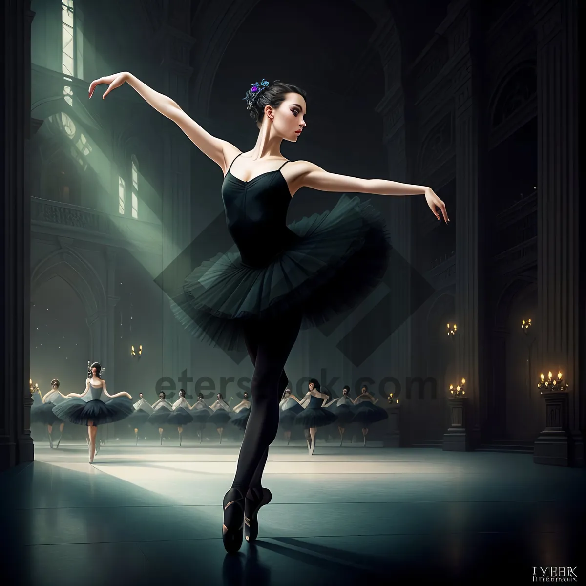Picture of Elegant Dance Poses with Stylish Ballerina