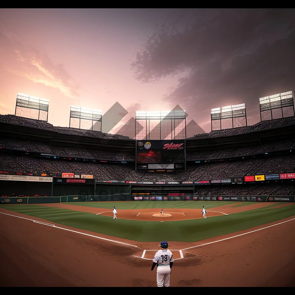 Picture of Urban Night Game on Baseball Field