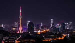 Modern Business Tower at Dusk in Cityscape