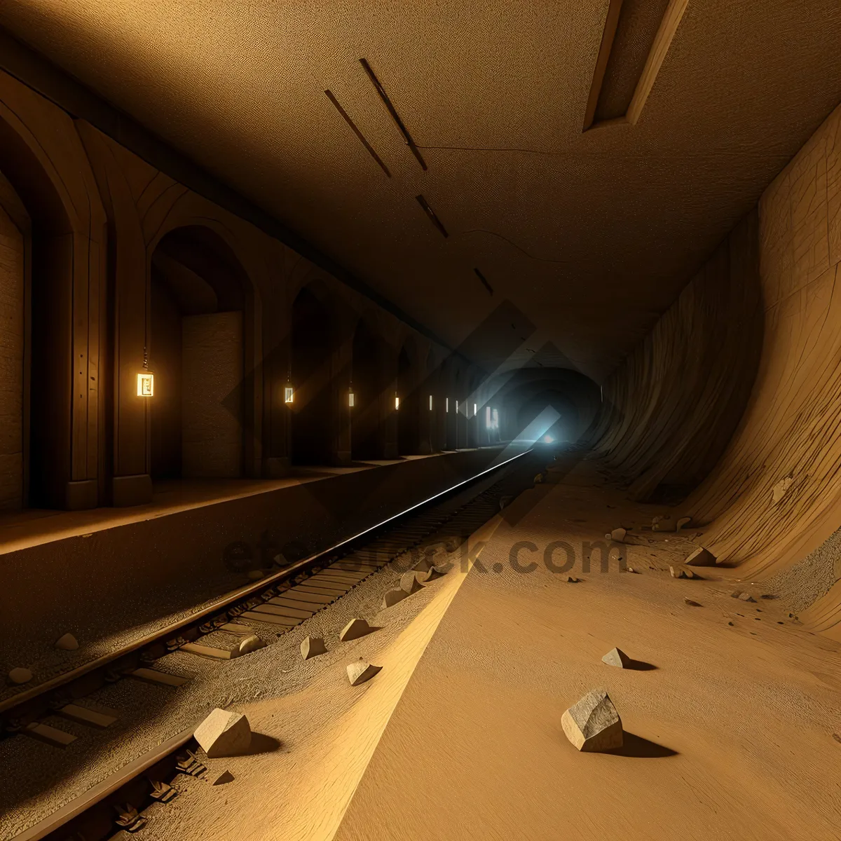 Picture of Urban Subway Train Speeding through Tunnel