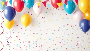 Colorful Birthday Party Decoration with Balloons and Confetti