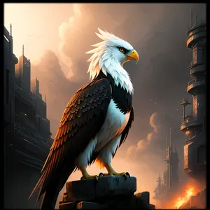 Fierce Eagle Soaring with Sharp Beak