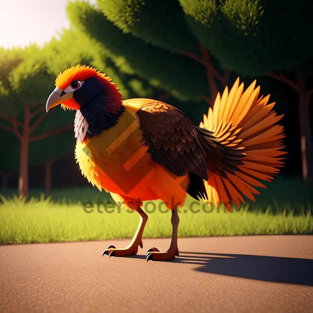 Picture of Colorful Autumn Cock with Pumpkin Beak