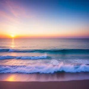 Sunset Reflection on Tropical Beach