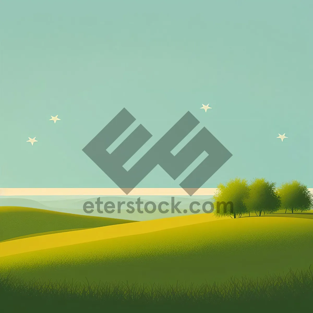 Picture of Idyllic Rural Landscape Under Clear Summer Sky