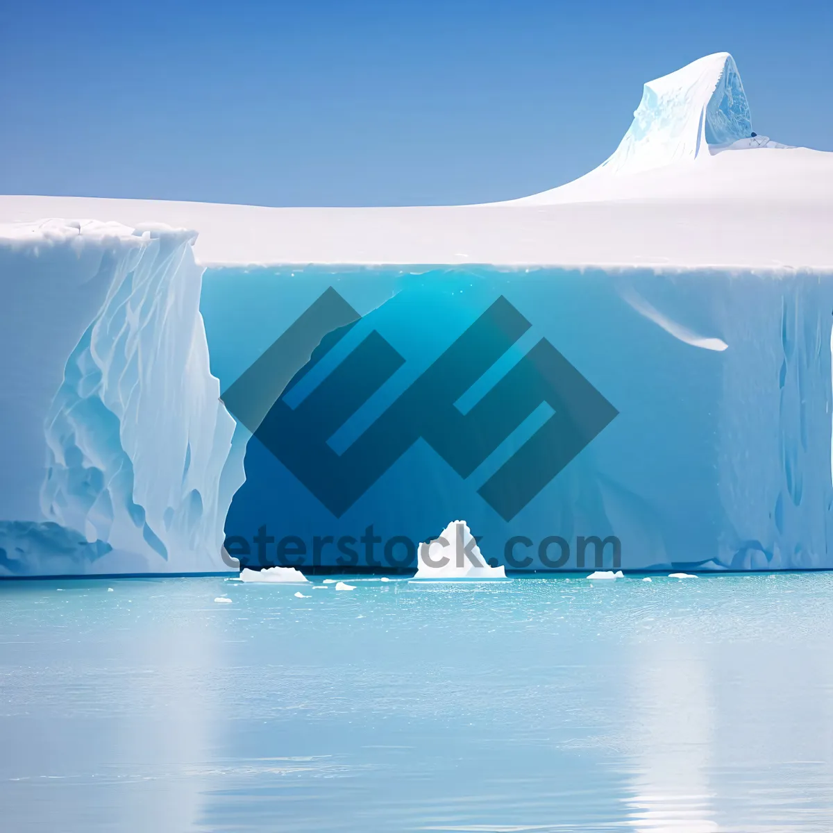 Picture of Serene Arctic Ocean Glacier Amid Snowy Mountain Peaks