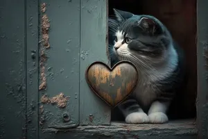 Adorable gray tabby cat covering doormat