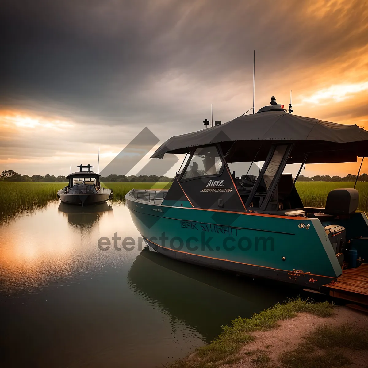 Picture of Nautical Fishing Boat in Summer Marina