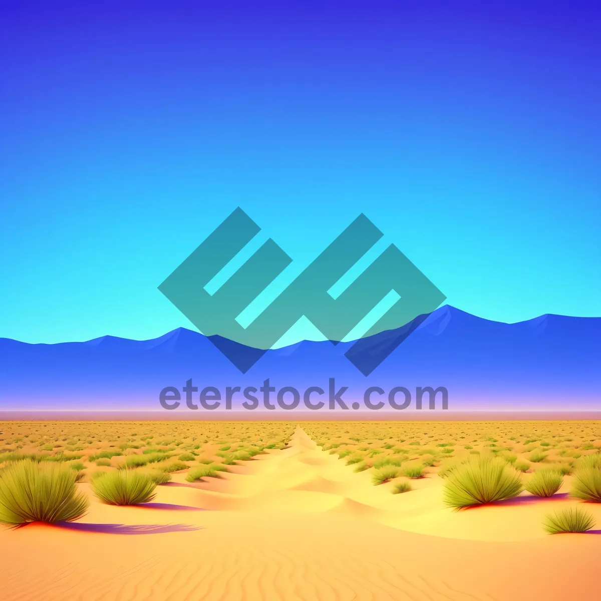 Picture of Idyllic Countryside Landscape with Rolling Meadows and Clear Blue Sky