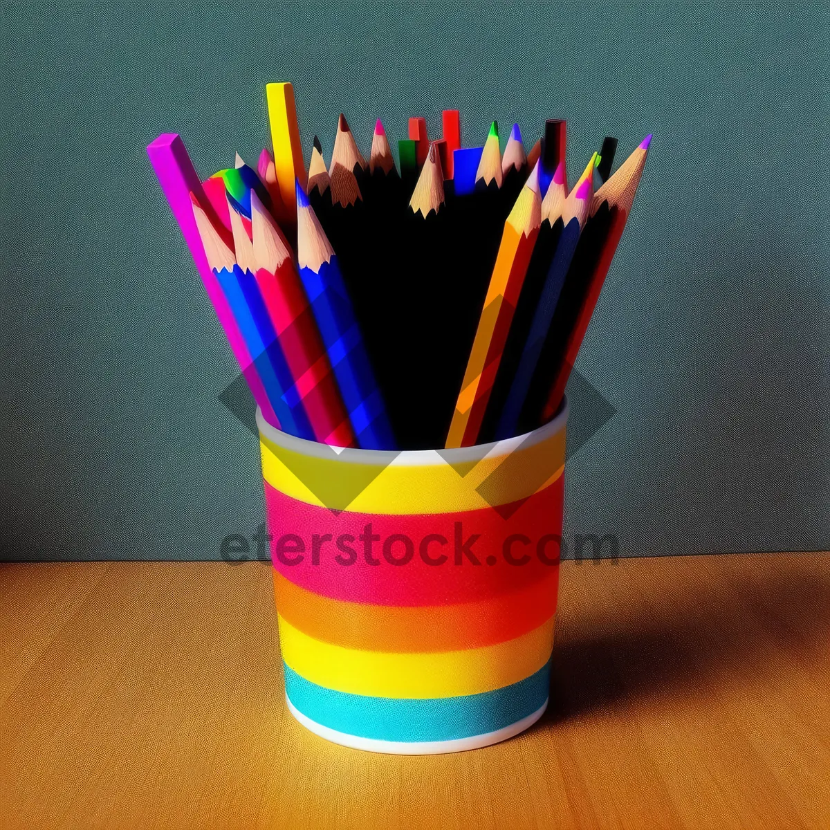 Picture of Colorful Art Supplies on Wooden Palette
