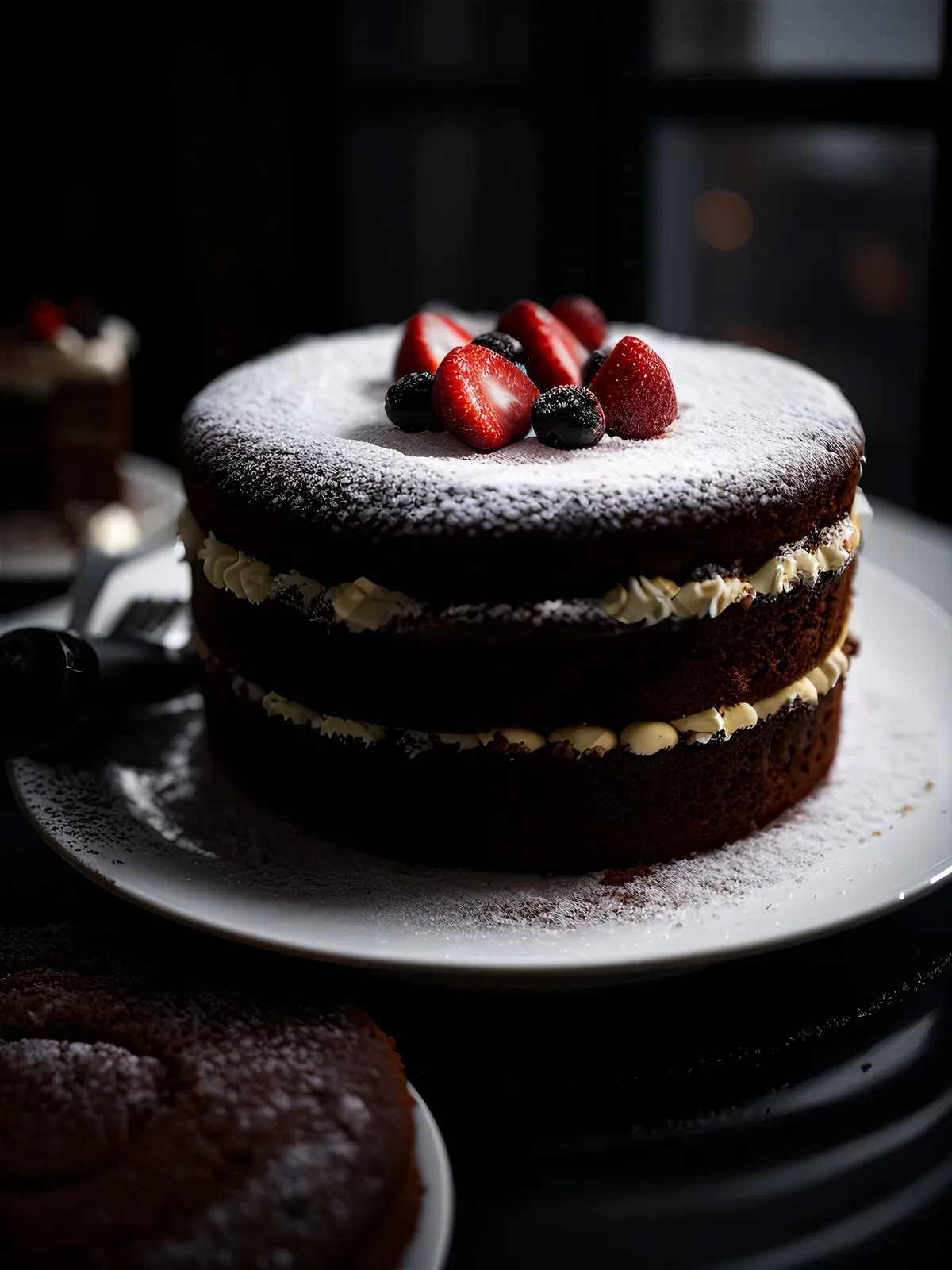 Picture of Delicious Berry Cream Cake with Fresh Berries