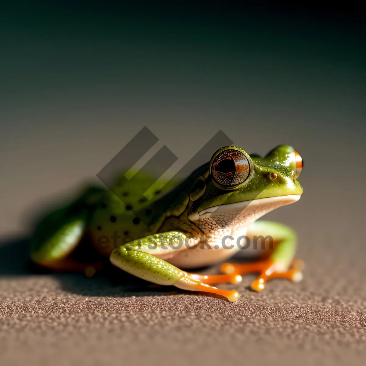 Picture of Vibrant-eyed Tree Frog Peeking from Tree