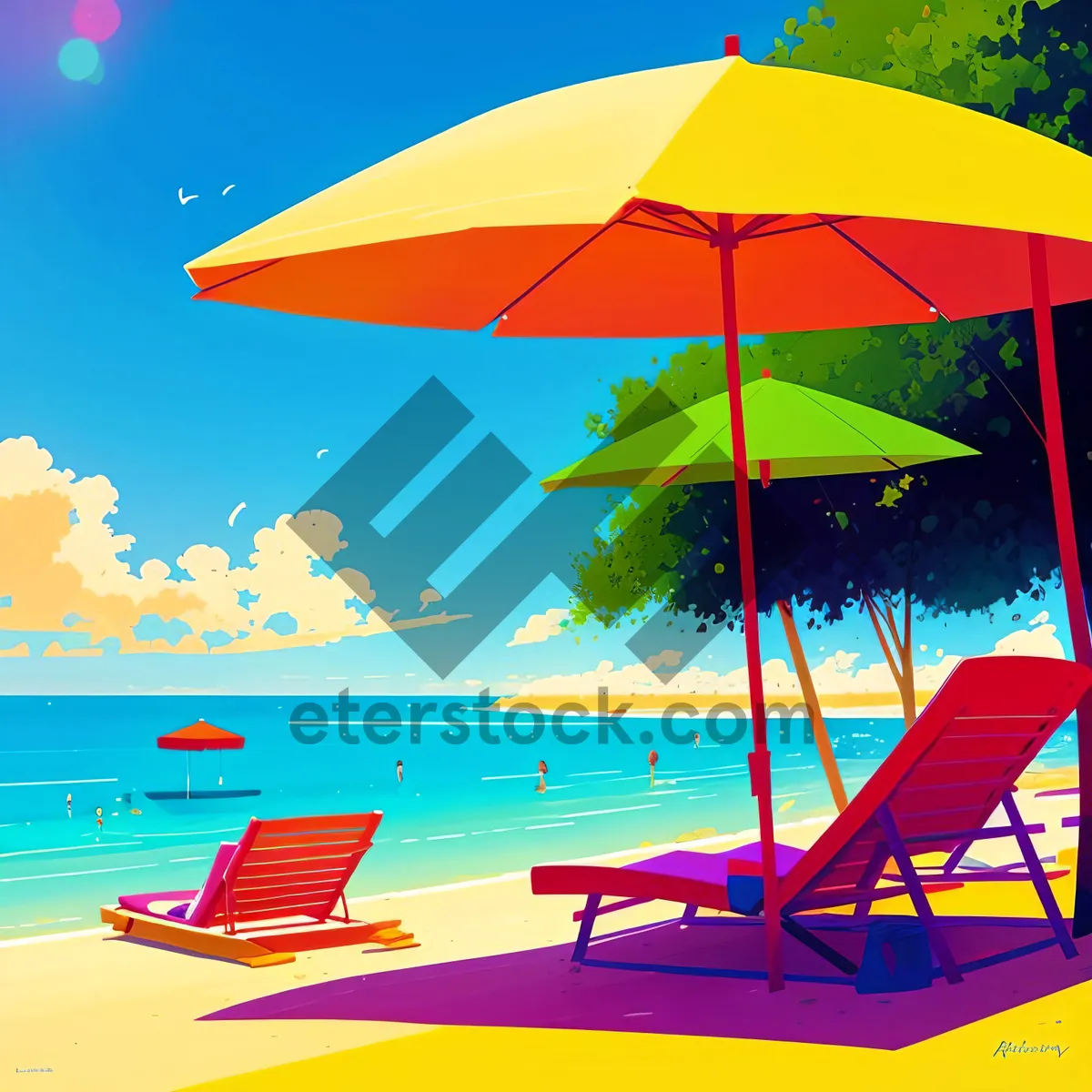 Picture of Beach Umbrella: Shielding Summer Fun Under Sunny Skies