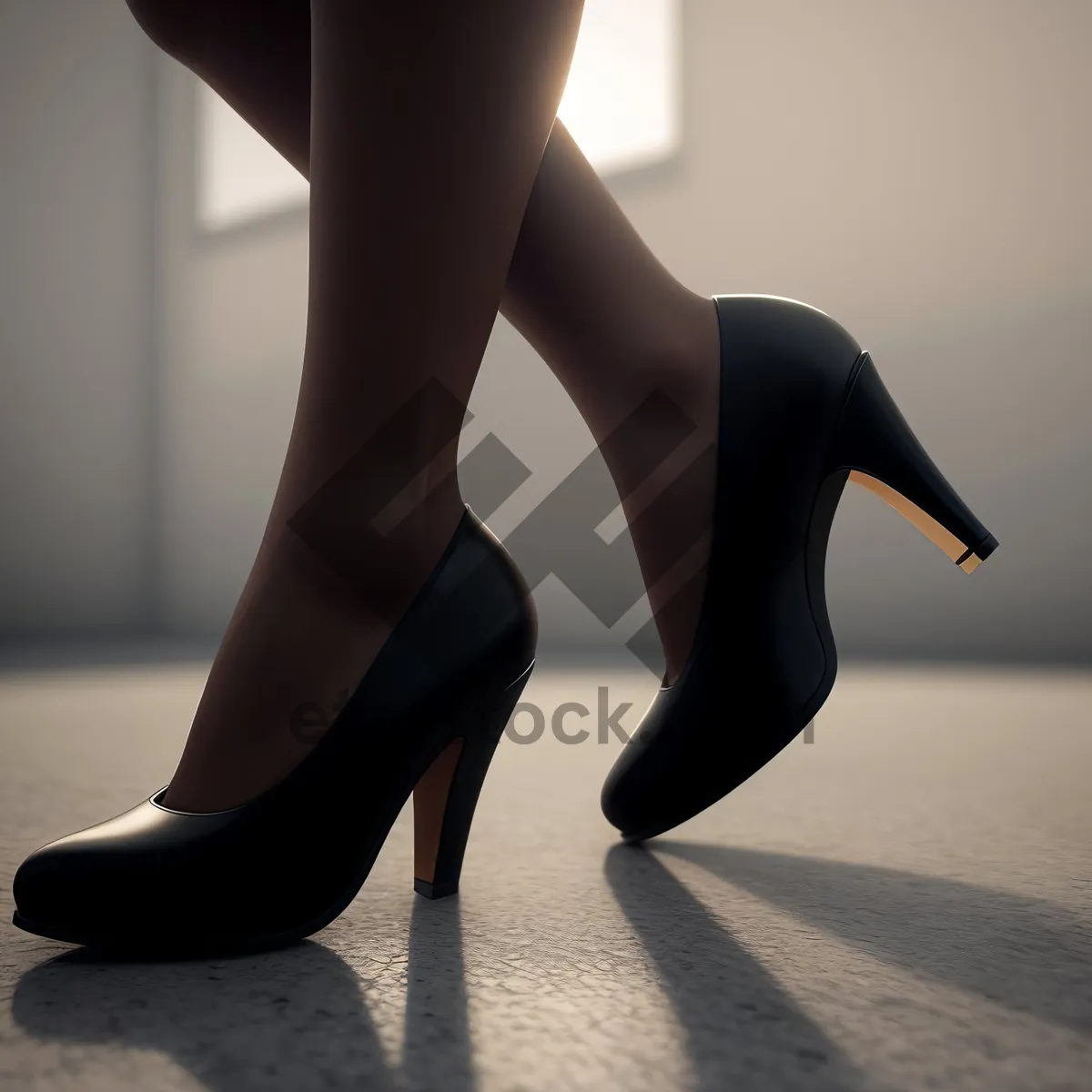 Picture of Seductive Black Heels Accentuating Shapely Legs