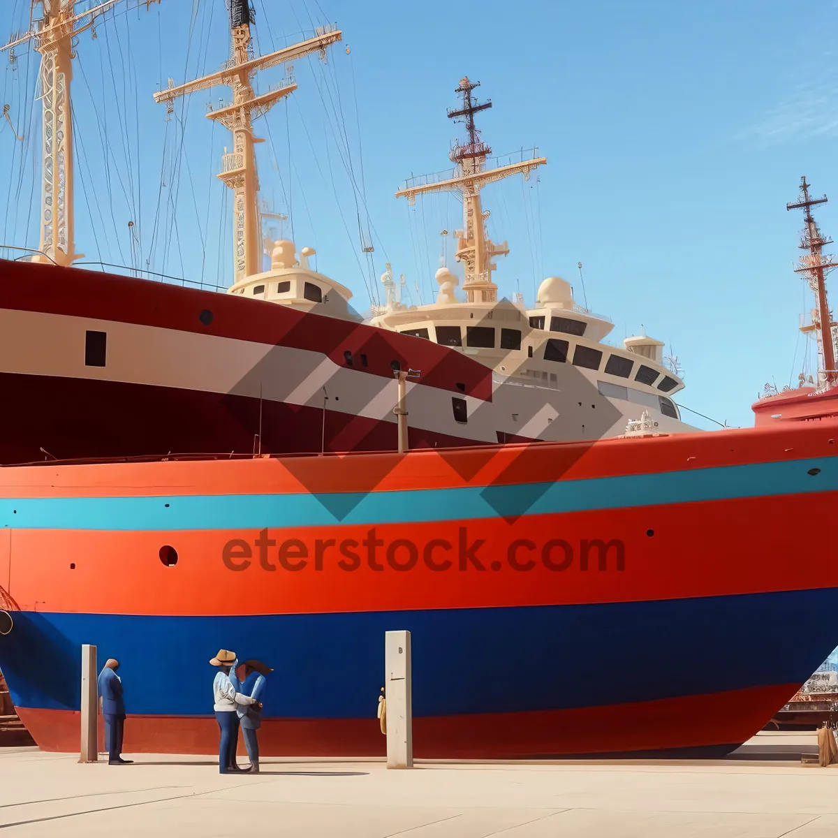 Picture of Seafaring Transport: Vessel Gliding through Harbour