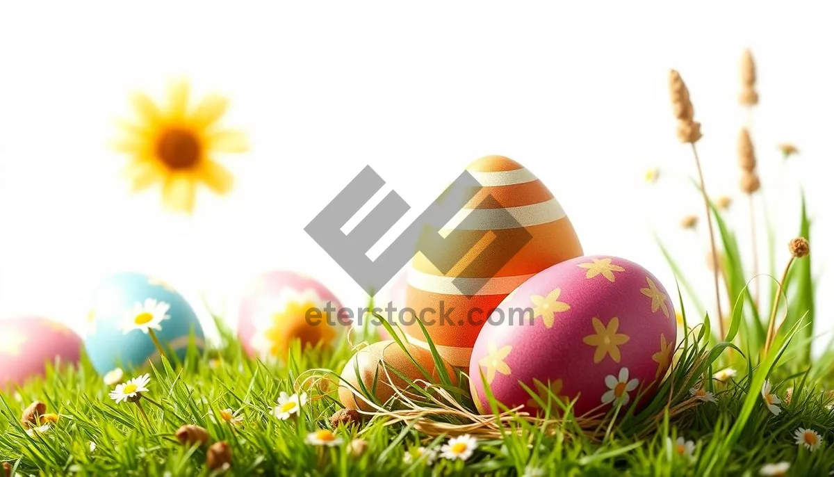 Picture of Spring Easter Egg Decoration in Yellow Grass