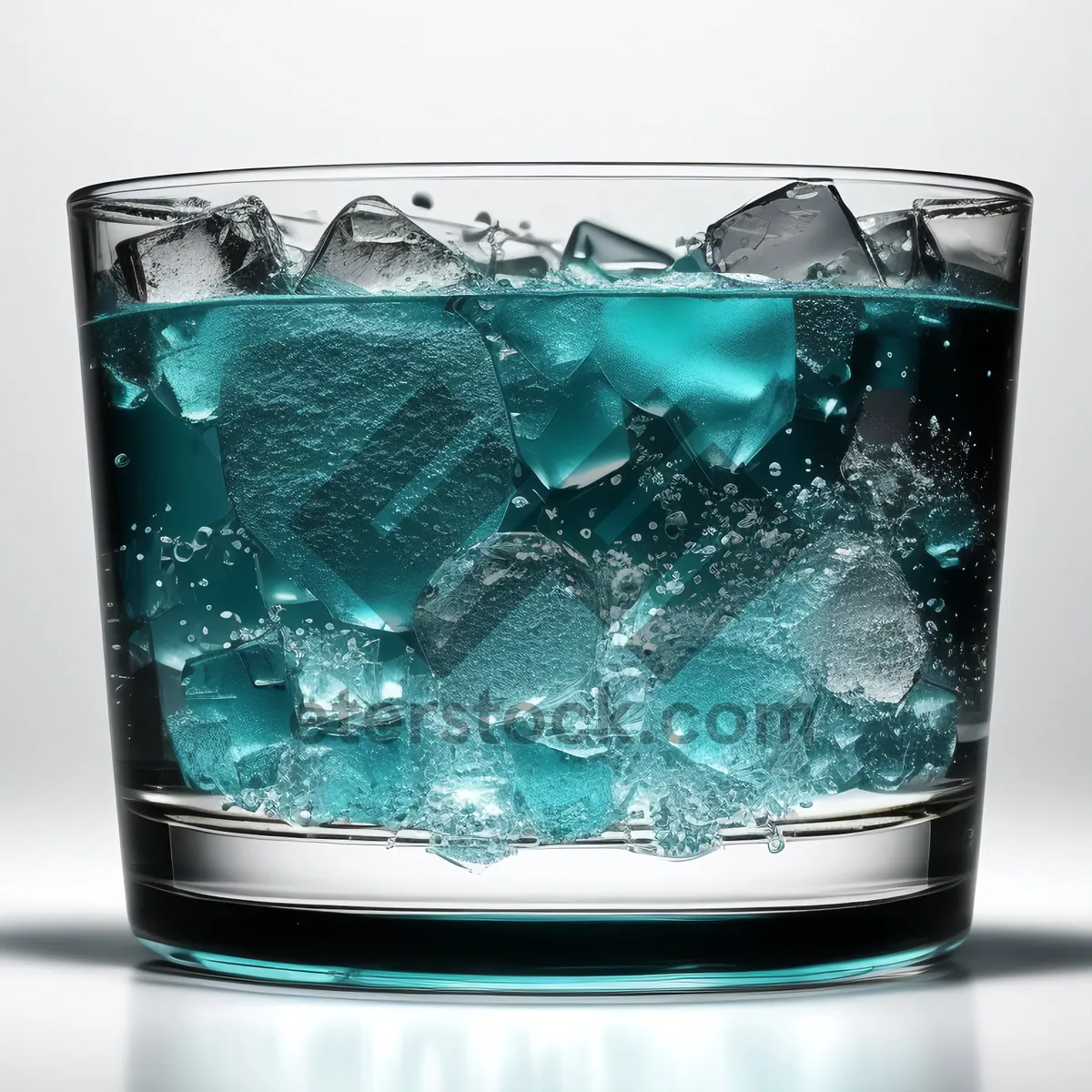 Picture of Refreshing cold drink with ice cubes in glass.